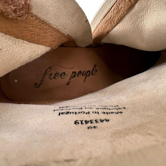 Free People Sienna Ankle Boot Square Toe Butter Cream Leather US 8.5 Block Heel - Picture 10 of 12